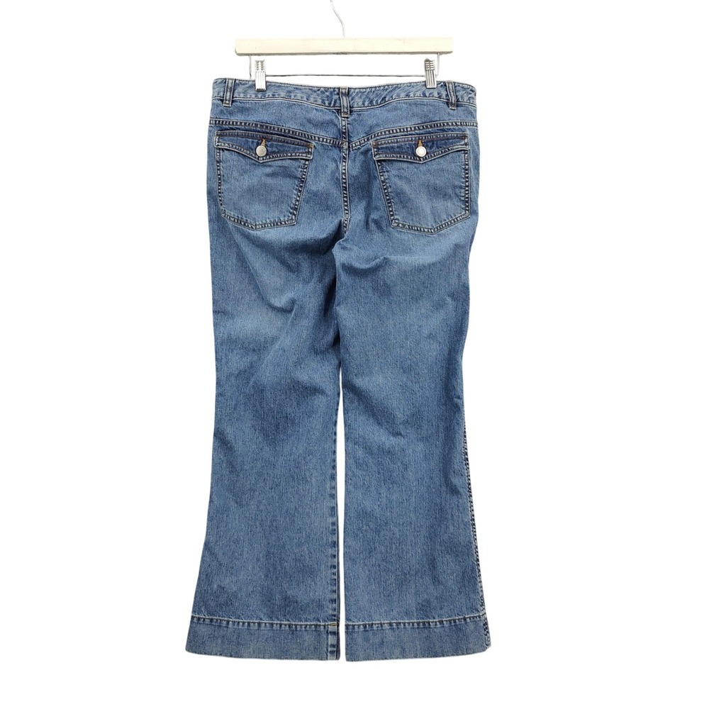 Banana Republic Womens Y2K Vntg Wide Leg Ankle Jeans 14 Blue Denim Flap Pocket